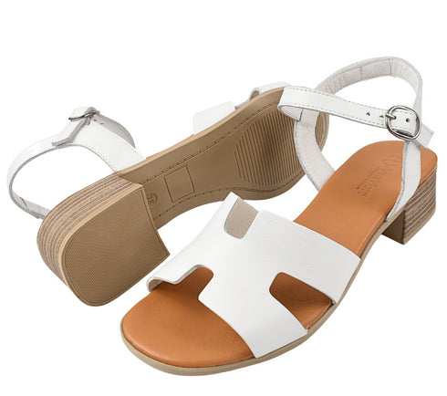 Sandale elegante, dama, ANNA VIOTTI, D42-9202 alb, piele naturala, cu toc